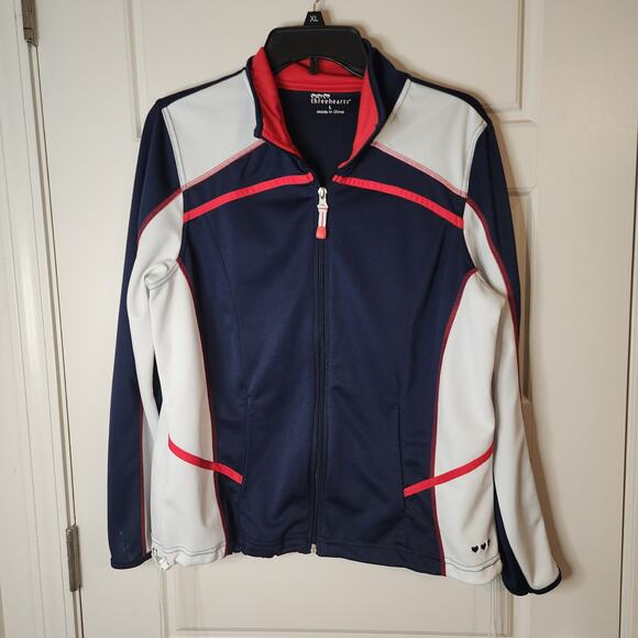 Three Hearts Jacket Womens sz Large Red White Blue Patriotic Y2K Retro - Picture 1 of 12